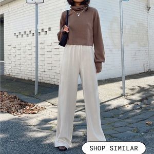 NWT Princess Polly Motel Obeli Trouser in Rib Cream - Petite